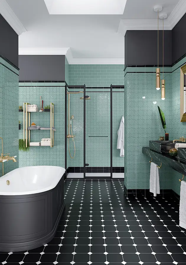 Border, Color black, Ceramics, 1.7x15 cm, Finish glossy