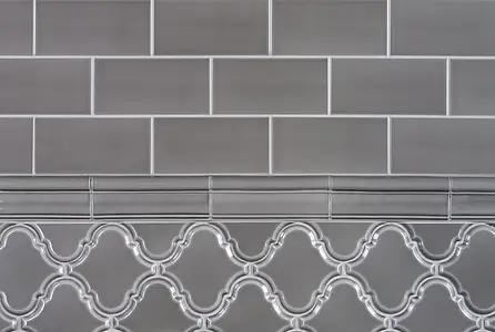 Bordo, Effetto unicolore, Colore grigio, Ceramica, 7.5x19.8 cm, Superficie lucida