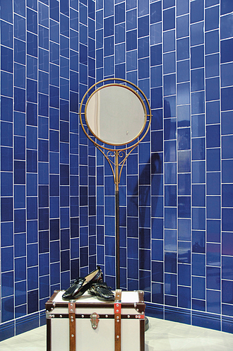 Battiscopa, Effetto unicolore, Colore blu, Ceramica, 10x20 cm, Superficie lucida