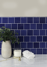 Background tile, Effect unicolor, Color navy blue, Ceramics, 10x10 cm, Finish glossy