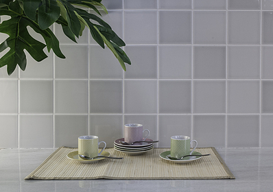 Background tile, Effect unicolor, Color grey, Ceramics, 10x10 cm, Finish glossy