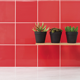 Background tile, Effect unicolor, Color red, Ceramics, 10x10 cm, Finish glossy