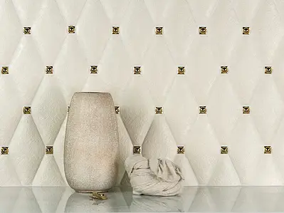 Piastrella di fondo, Effetto tessuto, Colore bianco, Ceramica, 10x20 cm, Superficie lucida