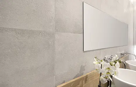 Bakgrundskakel, Textur betong, Färg grå, Oglaserad granitkeramik, 29.5x59.2 cm, Yta matt