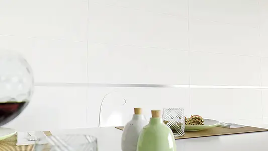 Background tile, Effect unicolor, Color white, Ceramics, 30x90 cm, Finish matte