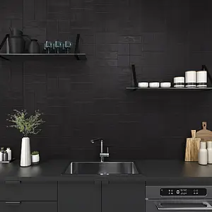 Background tile, Effect unicolor, Color black, Ceramics, 13x13 cm, Finish matte