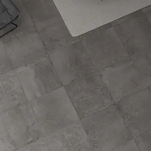 Carrelage, Effet béton, Teinte noire, Grès cérame non-émaillé, 59.2x59.2 cm, Surface semi-polie