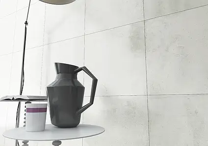 Grundflise, Effekt beton, Farve hvid, Uglaseret porcelænsstentøj, 59.2x59.2 cm, Overflade skridsikker