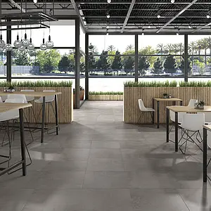 Grundflise, Effekt beton, Farve grå, Uglaseret porcelænsstentøj, 59.2x59.2 cm, Overflade skridsikker