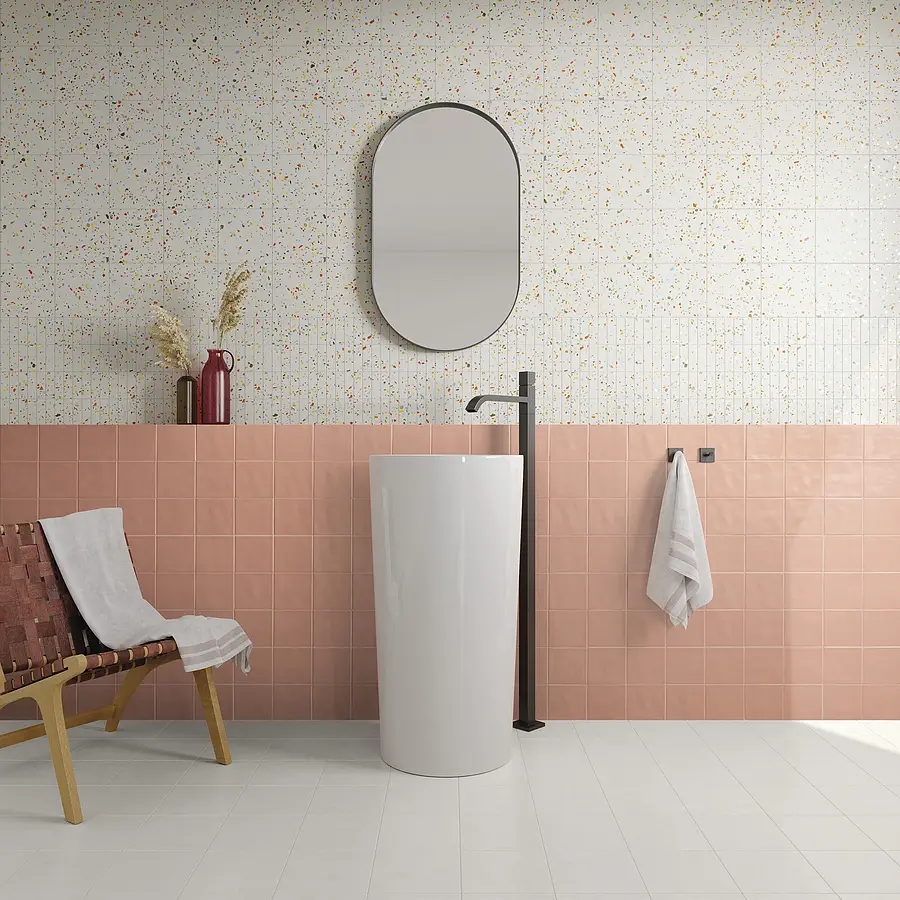 Background tile, Color pink, Ceramics, 13x13 cm, Finish matte