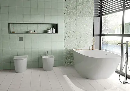Mosaic tile, Effect unicolor, Color green, Glazed porcelain stoneware, 20x20 cm, Finish antislip