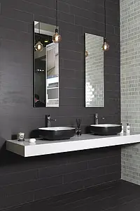 Background tile, Effect wood, Color black, Unglazed porcelain stoneware, 14.5x88.8 cm, Finish matte