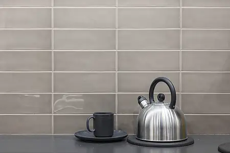 Background tile, Effect unicolor, Color grey, Ceramics, 8.6x26.2 cm, Finish glossy