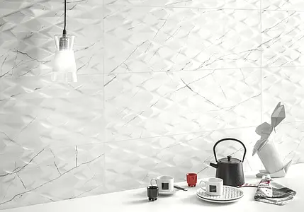 Background tile, Effect stone, Color white, Ceramics, 30x90 cm, Finish Honed