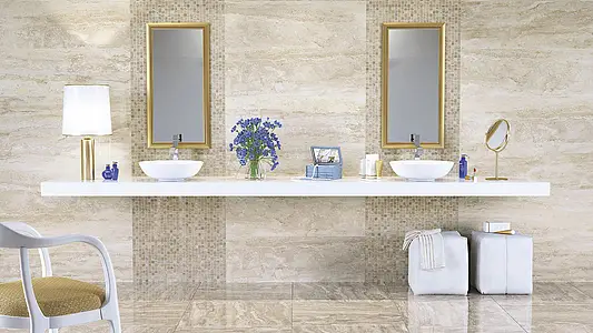 Mosaic tile, Effect stone,travertine, Color brown, Ceramics, 30x30 cm, Finish glossy