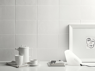 Background tile, Color white, Unglazed porcelain stoneware, 14.8x22.5 cm, Finish matte