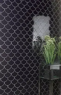 Background tile, Effect unicolor, Color black, Ceramics, 13.5x15 cm, Finish glossy