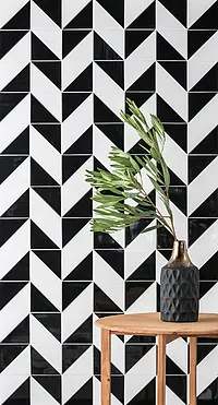Background tile, Color black & white, Style handmade, Ceramics, 14x14 cm, Finish glossy