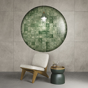 Background tile, Color green, Style handmade, Glazed porcelain stoneware, 14.6x14.6 cm, Finish glossy