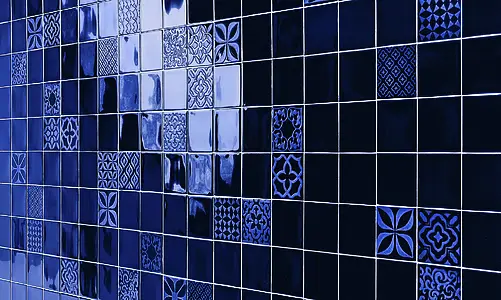 Background tile, Effect unicolor, Color navy blue, Style zellige, Ceramics, 10x10 cm, Finish glossy