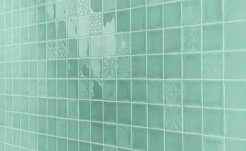 Background tile, Effect unicolor, Color sky blue, Style zellige, Ceramics, 10x10 cm, Finish glossy