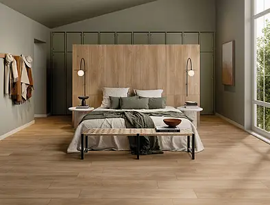 Background tile, Effect wood, Color beige, Glazed porcelain stoneware, 20x120 cm, Finish antislip