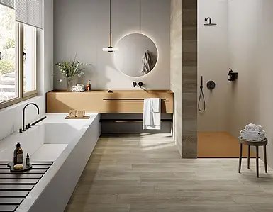 Background tile, Effect wood, Color beige, Glazed porcelain stoneware, 20x120 cm, Finish antislip