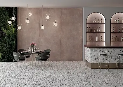 Background tile, Effect concrete, Color brown, Glazed porcelain stoneware, 120x278 cm, Finish matte