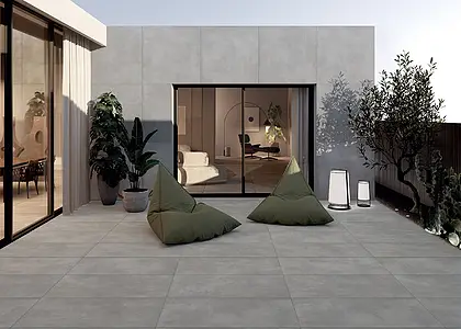 Background tile, Effect concrete, Color grey, Glazed porcelain stoneware, 60x120 cm, Finish antislip