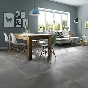 Effekt beton, Farve grå, Grundflise, Glaseret porcelænsstentøj, 59.5x59.5 cm, Overflade skridsikker