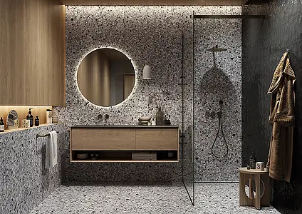 Background tile, Effect terrazzo, Color beige,grey, Unglazed porcelain stoneware, 60x60 cm, Finish matte