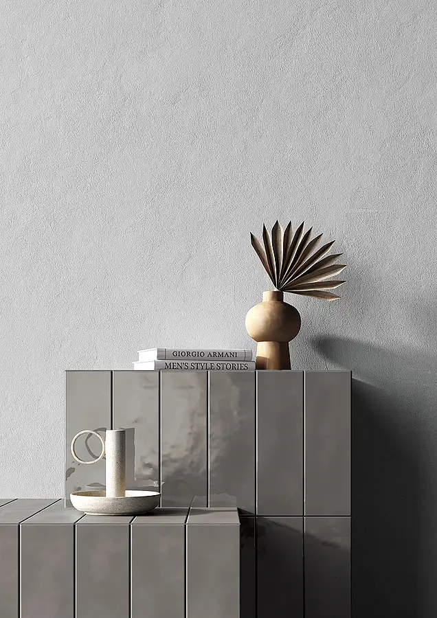 Background tile, Color brown, Glazed porcelain stoneware, 8.2x25 cm, Finish glossy