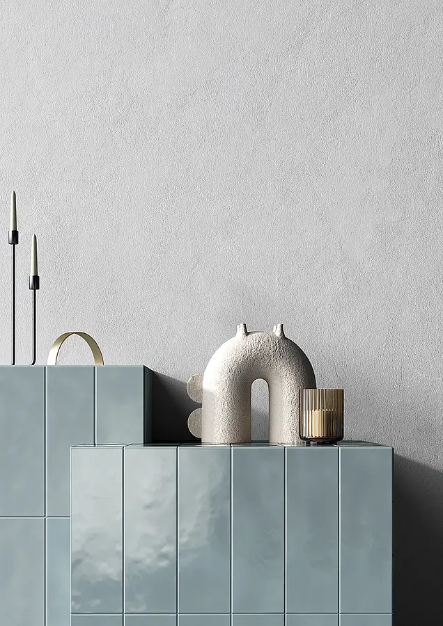 Background tile, Color sky blue, Glazed porcelain stoneware, 8.2x25 cm, Finish matte