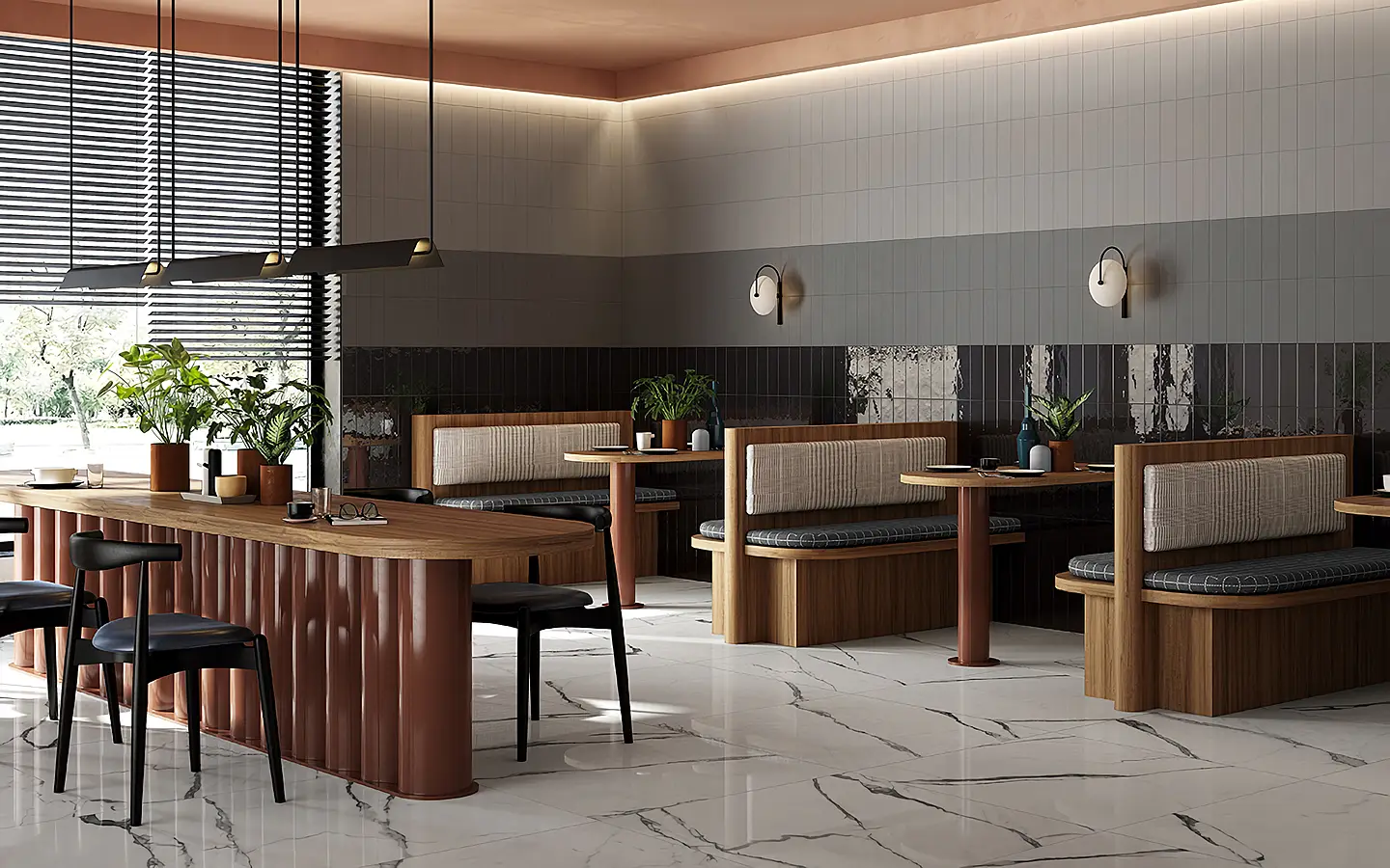 Background tile, Color black, Glazed porcelain stoneware, 8.2x25 cm, Finish glossy