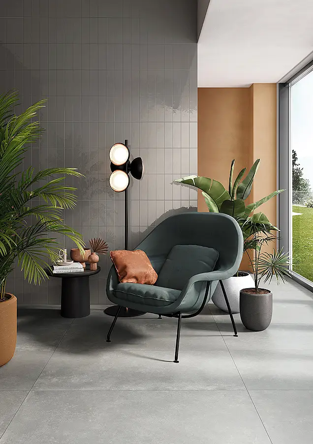 Background tile, Color brown, Glazed porcelain stoneware, 8.2x25 cm, Finish glossy