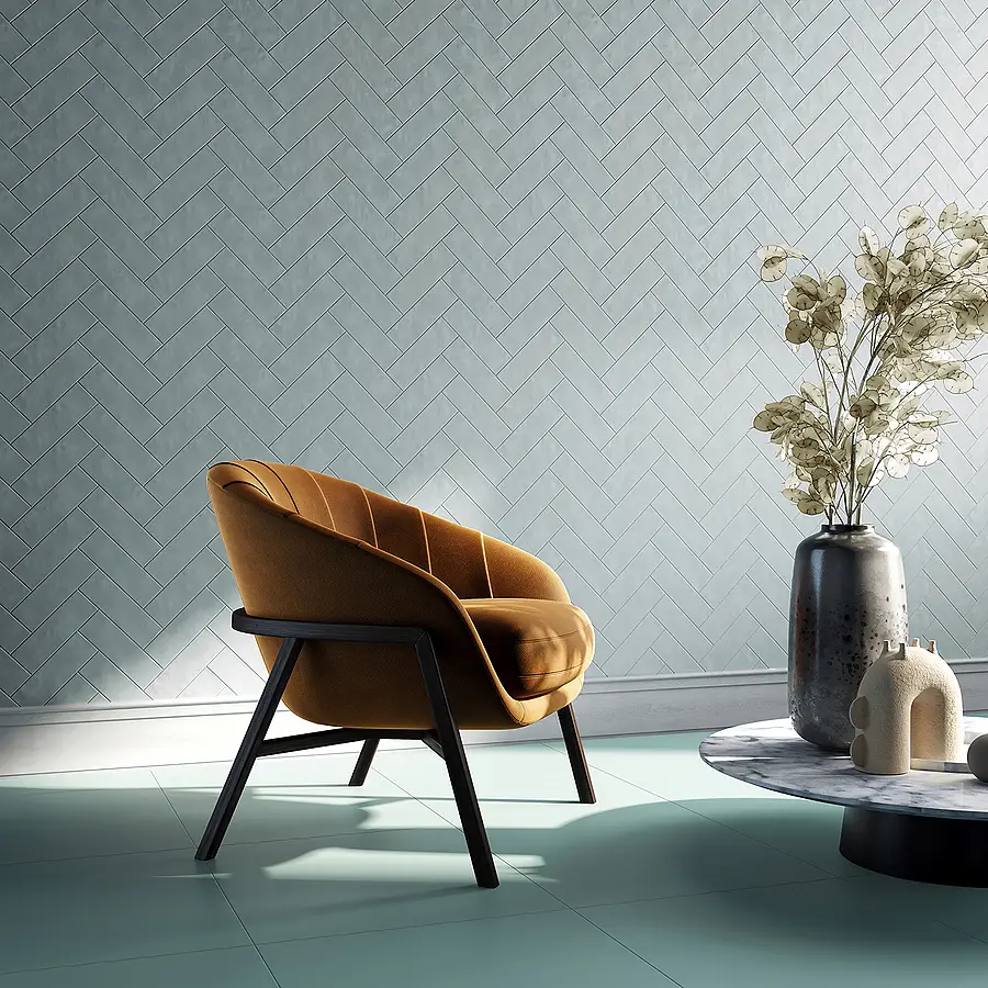 Background tile, Color sky blue, Glazed porcelain stoneware, 8.2x25 cm, Finish matte