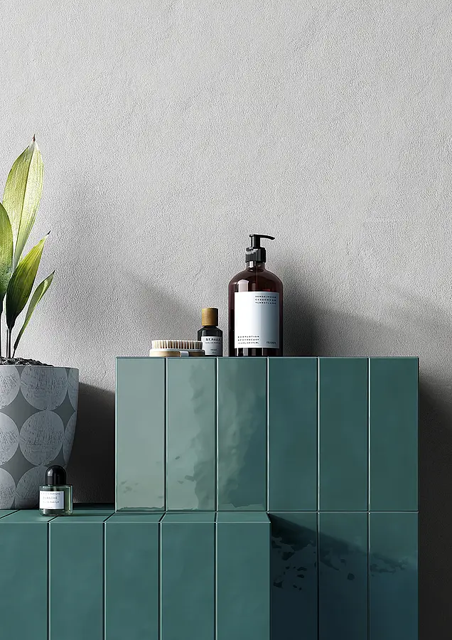 Background tile, Color green,navy blue, Glazed porcelain stoneware, 8.2x25 cm, Finish glossy