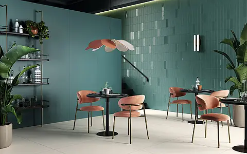 Background tile, Effect unicolor, Color green, Glazed porcelain stoneware, 90x270 cm, Finish matte