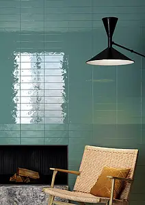 Hintergrundfliesen, Optik unicolor, Farbe grüne, Glasiertes Feinsteinzeug, 8.2x25 cm, Oberfläche glänzende