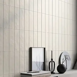 Background tile, Effect unicolor, Color white, Glazed porcelain stoneware, 8.2x25 cm, Finish matte