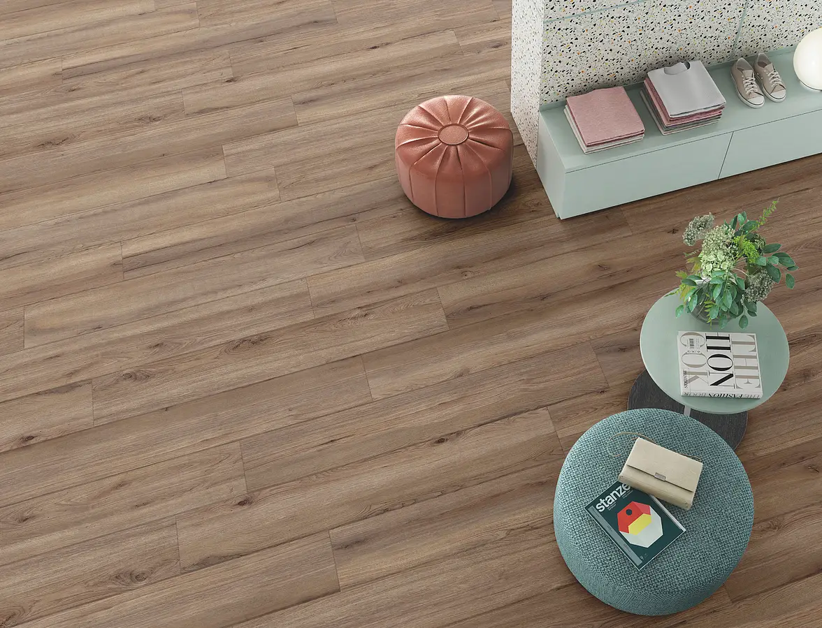 Background tile, Effect wood, Color brown, Unglazed porcelain stoneware, 20x122 cm, Finish antislip