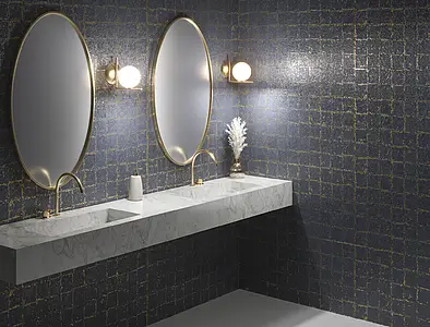 Mosaic effect tiles, Color navy blue, Glazed porcelain stoneware, 49.75x99.55 cm, Finish glossy
