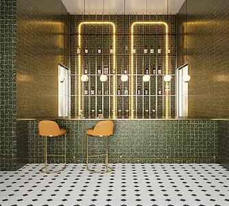 Mosaic effect tiles, Color green, Glazed porcelain stoneware, 49.75x99.55 cm, Finish glossy