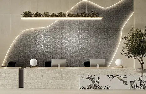 Mosaic effect tiles, Effect gold and precious metals, Color grey, Glazed porcelain stoneware, 49.75x99.55 cm, Finish glossy