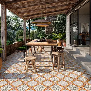 Background tile, Effect faux encaustic tiles, Color multicolor, Glazed porcelain stoneware, 49.75x99.55 cm, Finish antislip