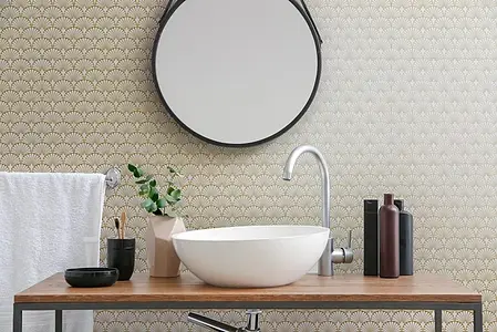 Background tile, Color white, Style art déco, Glazed porcelain stoneware, 29.75x29.75 cm, Finish antislip