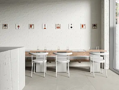 Background tile, Effect brick, Color white, Ceramics, 44.63x119.3 cm, Finish matte