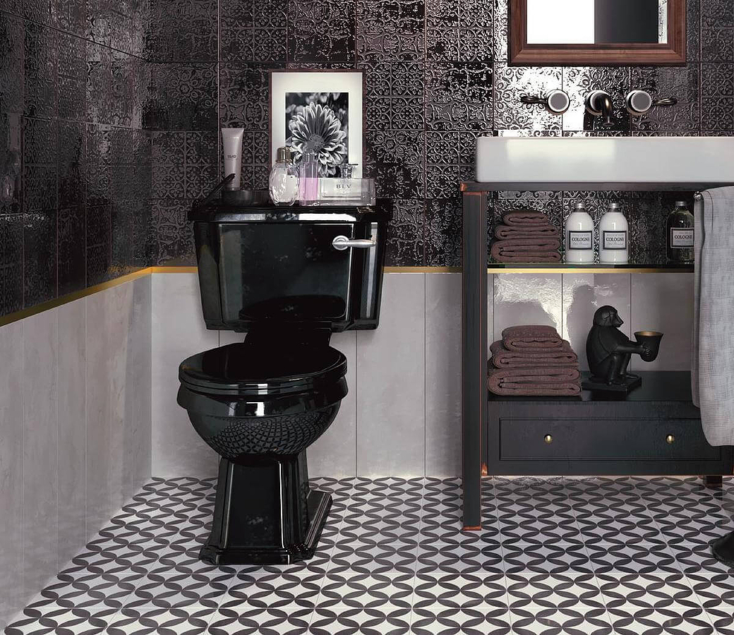 Aparici-bondi-5Faux encaustic tile effect, Concrete effect effect, Living room, Public spaces, Bathroom, Glazed porcelain stoneware, floor, Slip-resistance R10, non-rectified edge, Shade variation V2