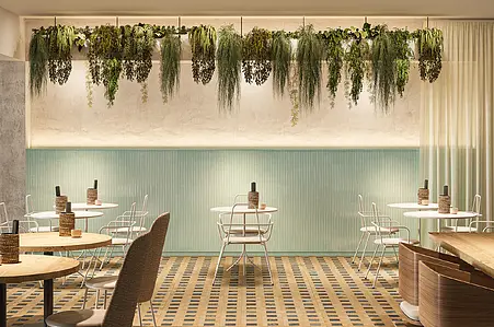 Background tile, Effect fabric, Color green, Glazed porcelain stoneware, 49.75x99.55 cm, Finish antislip