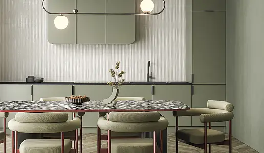 Background tile, Effect fabric, Color white, Glazed porcelain stoneware, 49.75x99.55 cm, Finish antislip